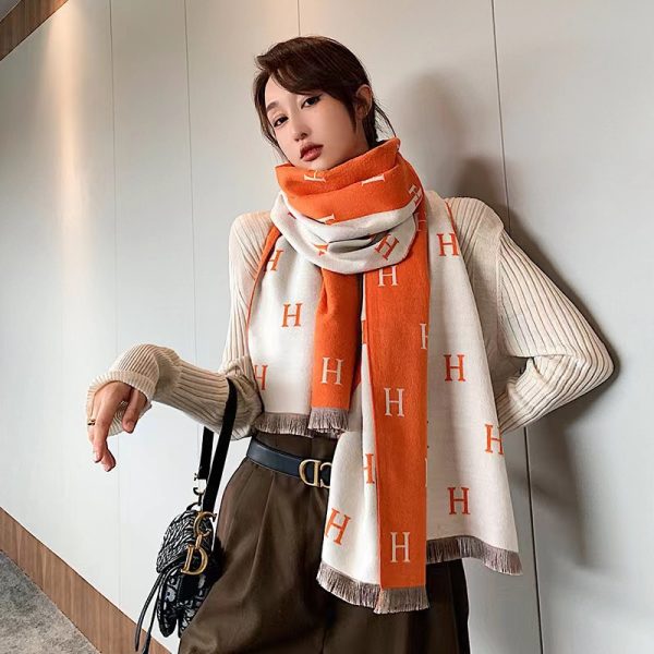⁦وشاح جديد شال نسائي متعدد الاستخدامات على الوجهين برقبة دافئة سميكة طويلة⁩ - الصورة ⁦2⁩